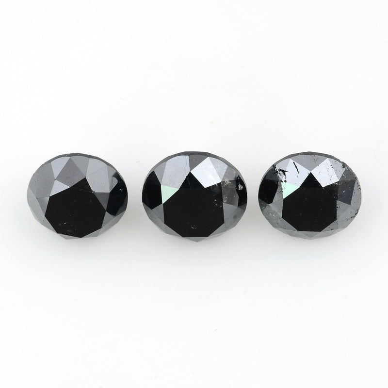 3 pcs Diamond  - 13.23 ct - ROUND - Black - N/A