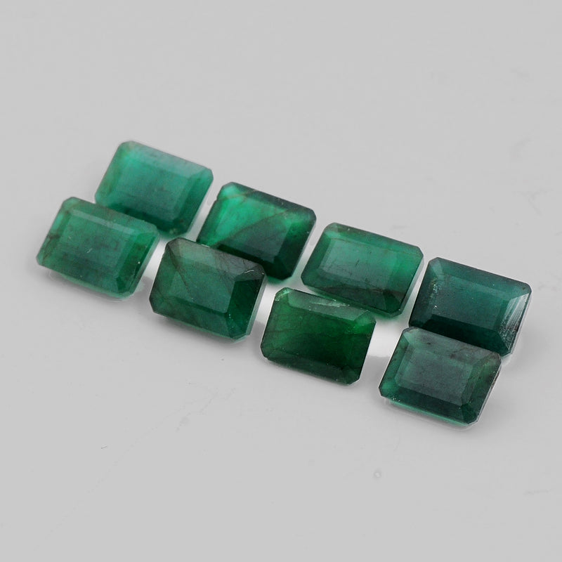 8 pcs Emerald  - 7.71 ct - Octagon - Green - Semi-transparent