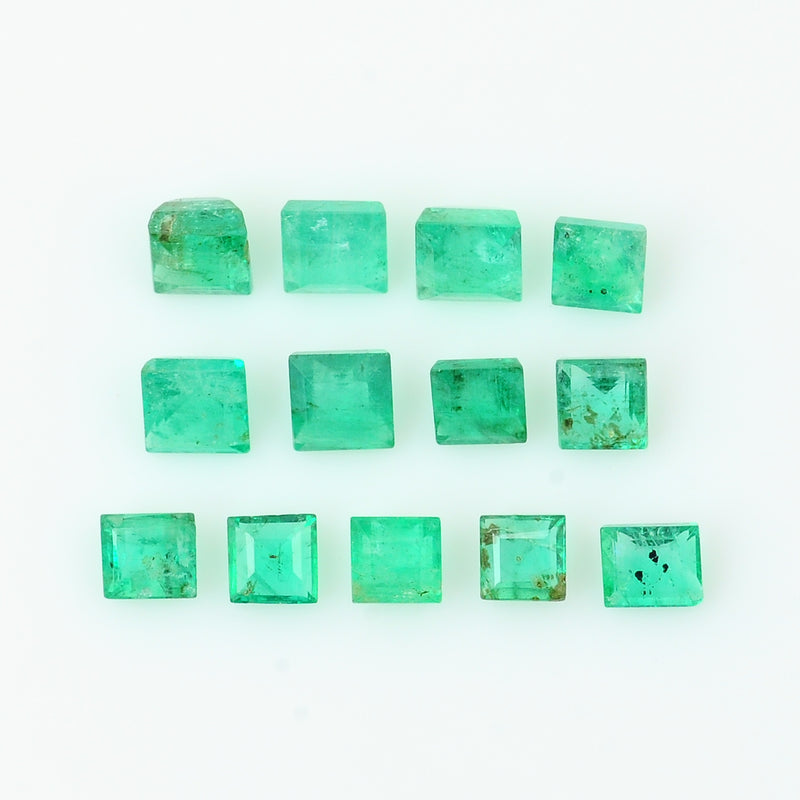 12 pcs Emerald  - 2.1 ct - Square - Green