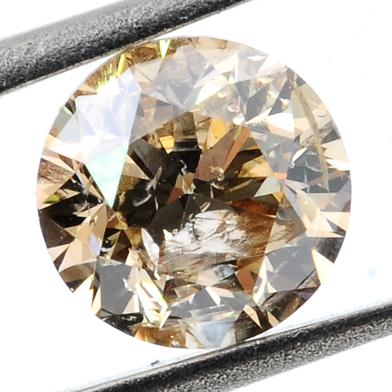 1 pcs Diamond  - 0.5 ct - ROUND - X-Z, Light Yellow-Brown - I2