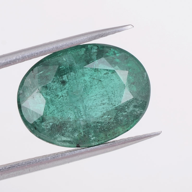 1 pcs Emerald  - 7.14 ct - Oval - Green - Transparent
