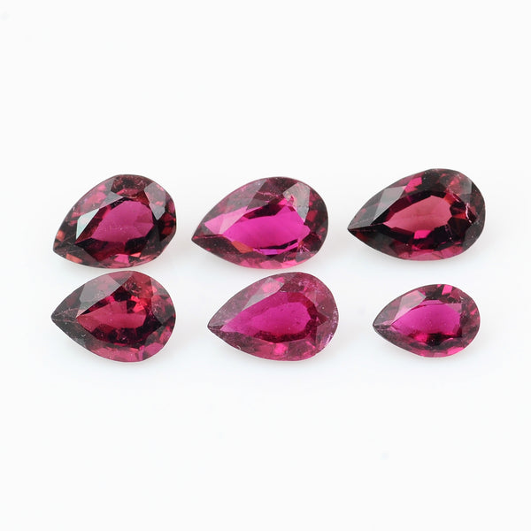 6 pcs Rubellite  - 4.95 ct - Pear - Pink