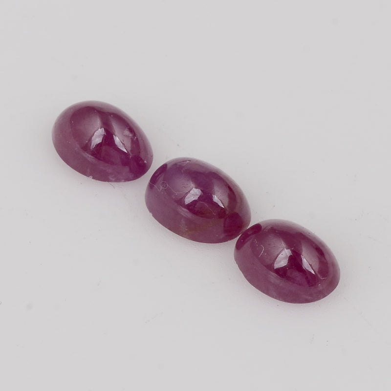 3 pcs Ruby  - 3.75 ct - Oval - Red