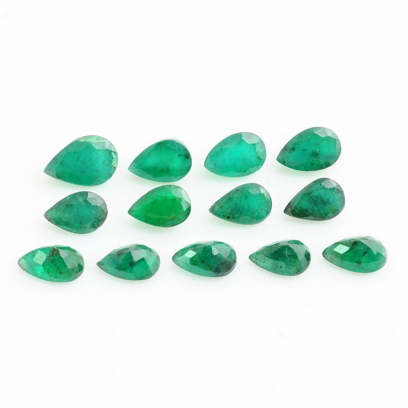 13 pcs Emerald  - 5.07 ct - Pear - Green