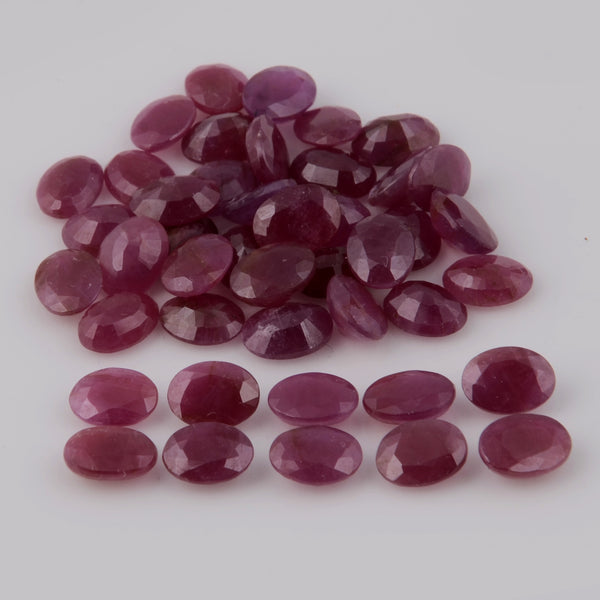 44 pcs Ruby  - 62 ct - Oval - Red