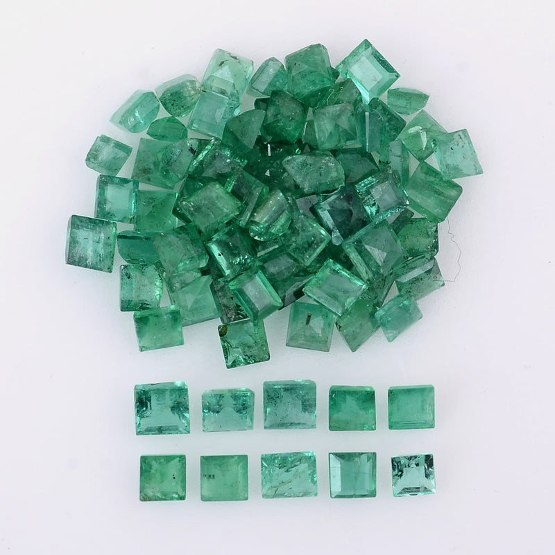 86 pcs Emerald  - 5.14 ct - Square - Green