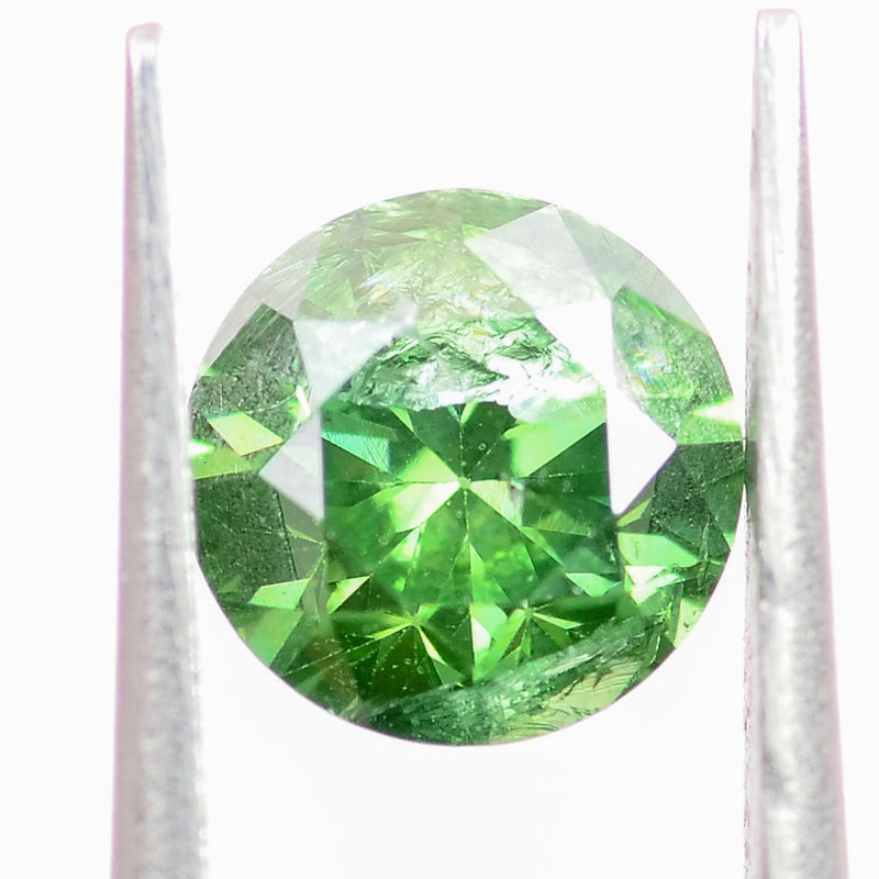 Round Fancy Vivid Green Color Diamond 0.41 Carat - ALGT Certified