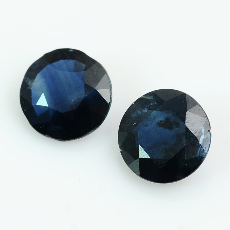 2 pcs Sapphire  - 1.14 ct - ROUND - Blue