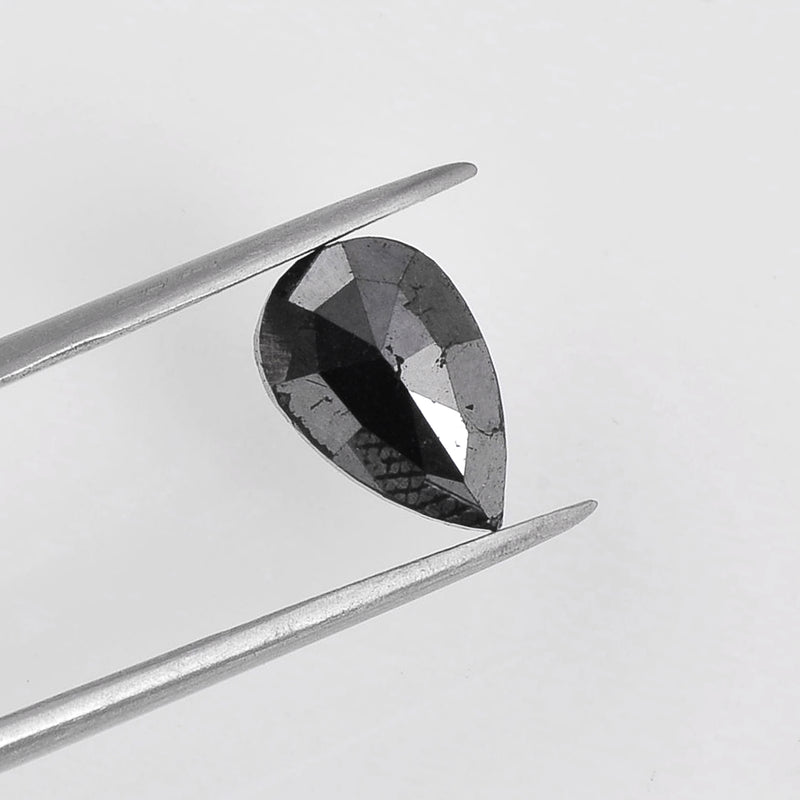 2.71 Carat Rose Cut Pear Fancy Black Diamond-AIG Certified