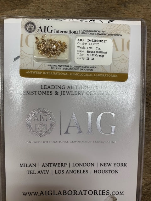 1.98 Carat Round Fancy Mix Orange Diamond-AIG Certified