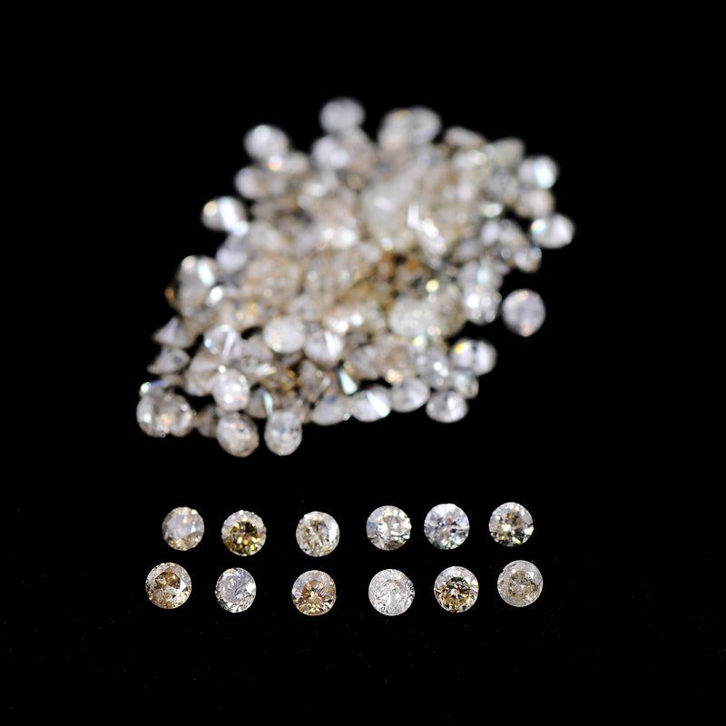Round Mix Very Light to Light Brown - Yellow Color Diamond 2.08 Carat - AIG Certified