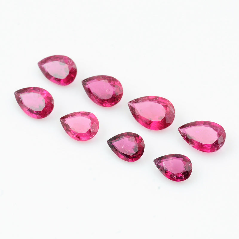 8 pcs Rubellite  - 6.68 ct - Pear - Pink