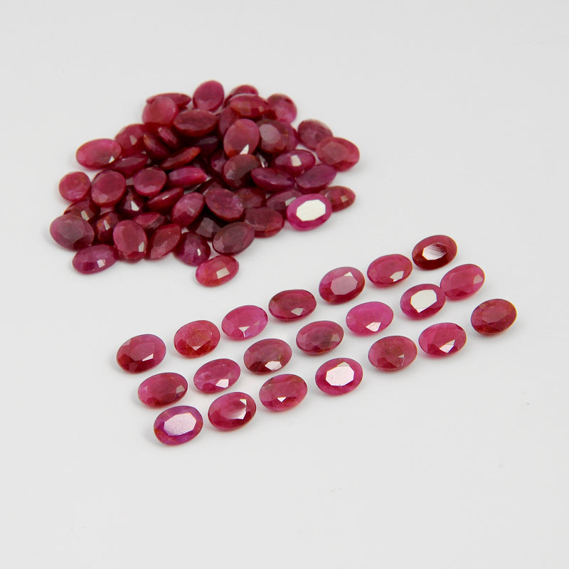 78 pcs Ruby  - 74.9 ct - Oval - Red