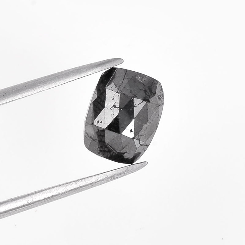 2.10 Carat Rose Cut Cushion Fancy Black Diamond-AIG Certified