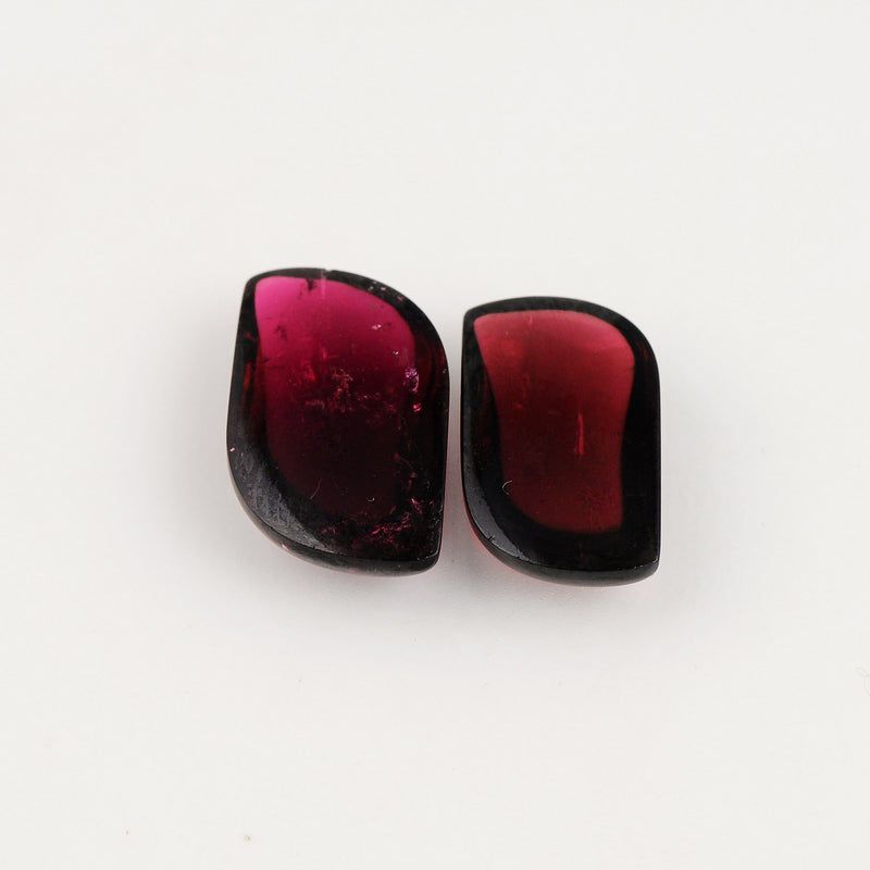 2 pcs Rubellite  - 10.47 ct - Cabochon - Reddish Purple - Transparent