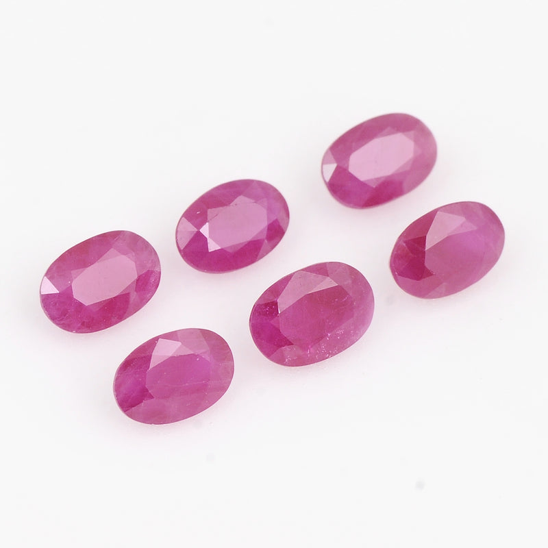 6 pcs Ruby  - 3.6 ct - Oval - Red