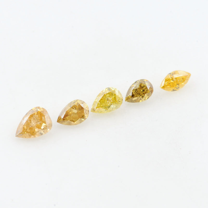 5 pcs DIAMOND  - 0.82 ct - Marquise, Pear - Natural Fancy Mix Yellow - I