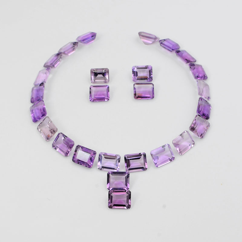 Octagon Purple Color Amethyst Gemstone 104.53 Carat