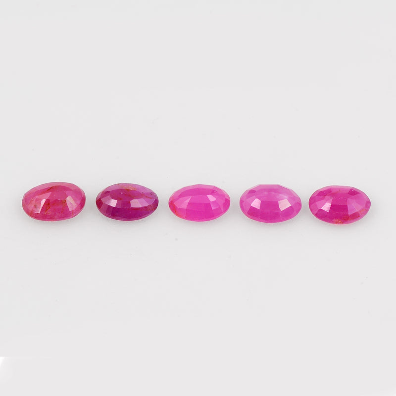 5 pcs Ruby  - 4.38 ct - Oval - Red