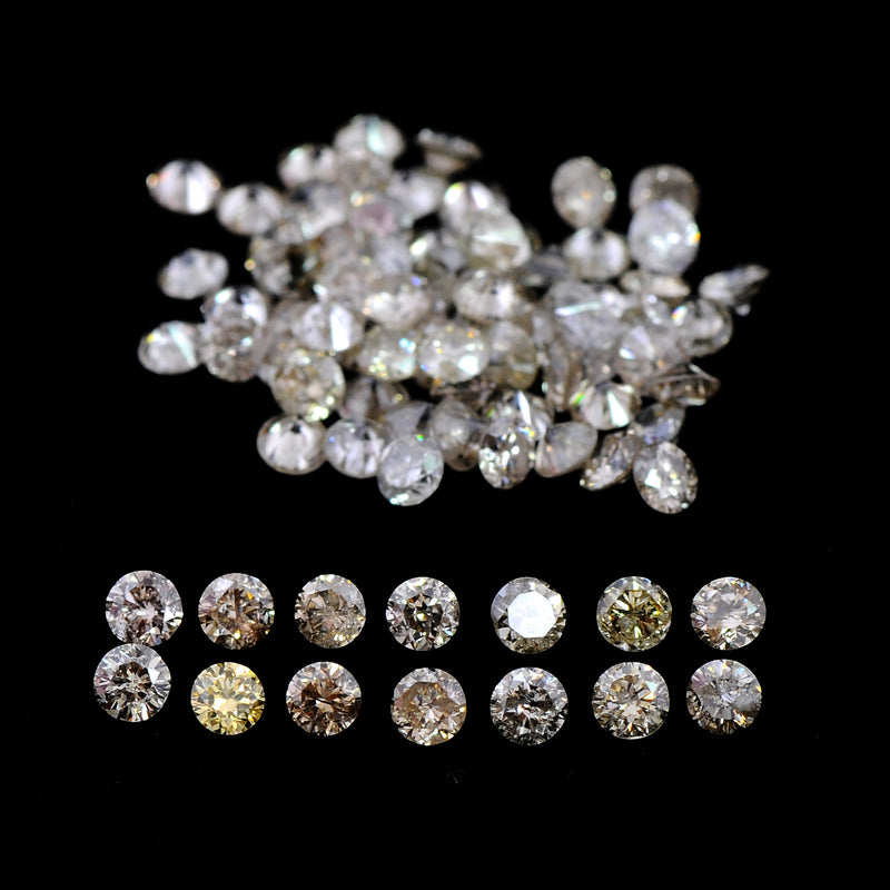 Round Mix Very Light to Light Brown Color Diamond 3.36 Carat - AIG Certified