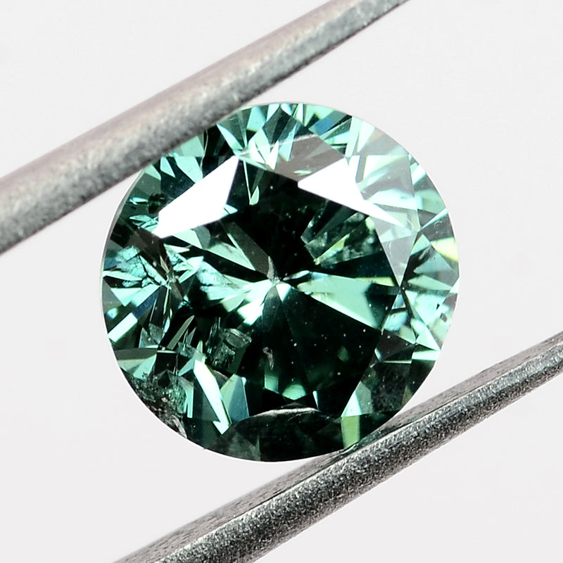 Round Fancy Vivid Green Color Diamond 0.44 Carat - ALGT Certified