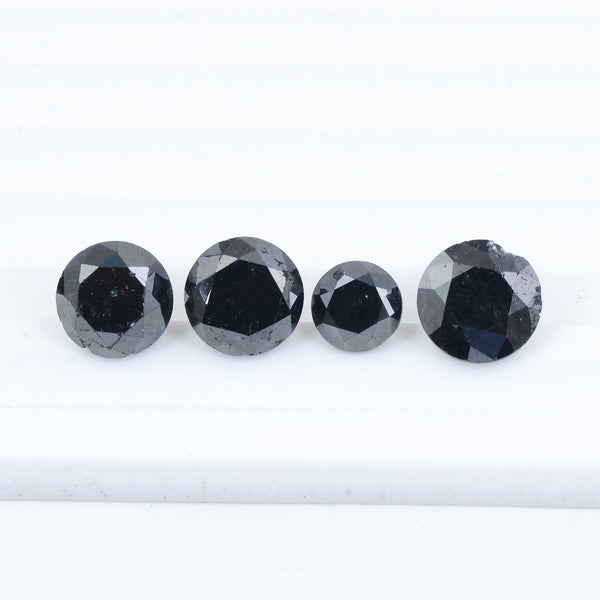 4 pcs Diamond  - 15.91 ct - ROUND - Fancy Black - Not Applicable