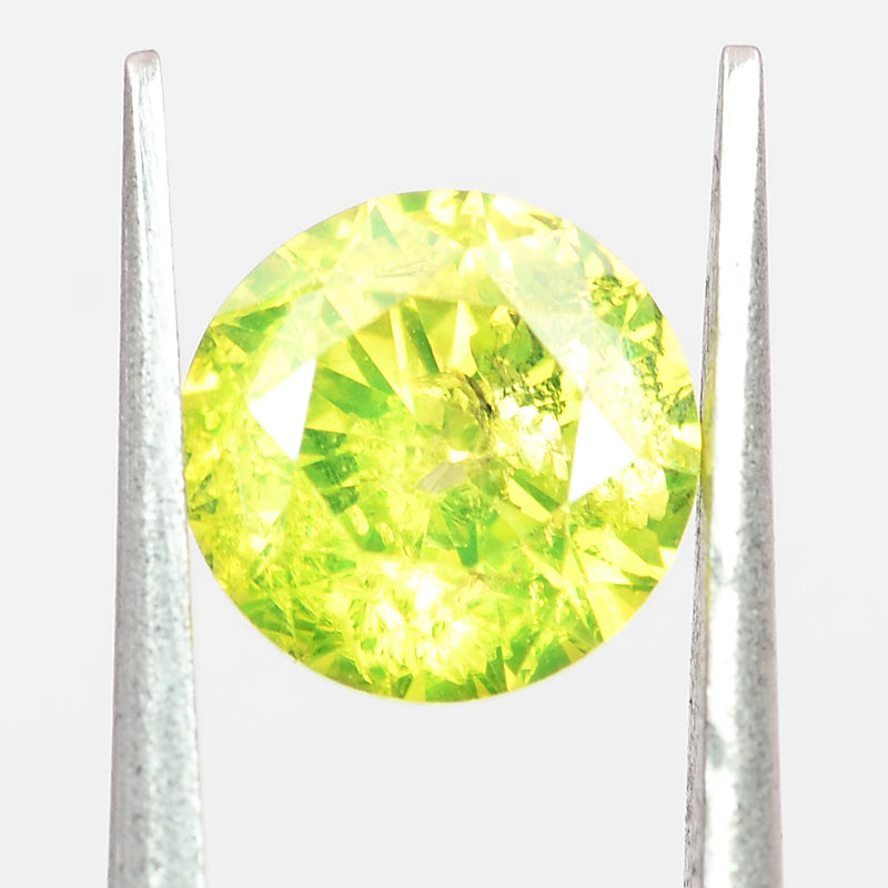 Round Fancy Vivid Yellow Color Diamond 0.42 Carat - ALGT Certified