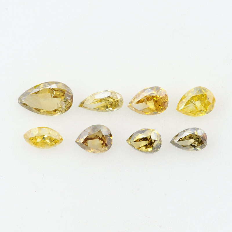 8 pcs DIAMOND  - 0.79 ct - Marquise, Pear - Natural Fancy Mix Yellow - Green - VS - I1