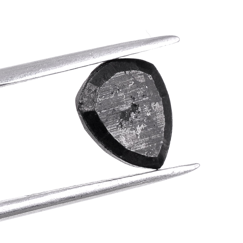 2.71 Carat Rose Cut Pear Fancy Black Diamond-AIG Certified
