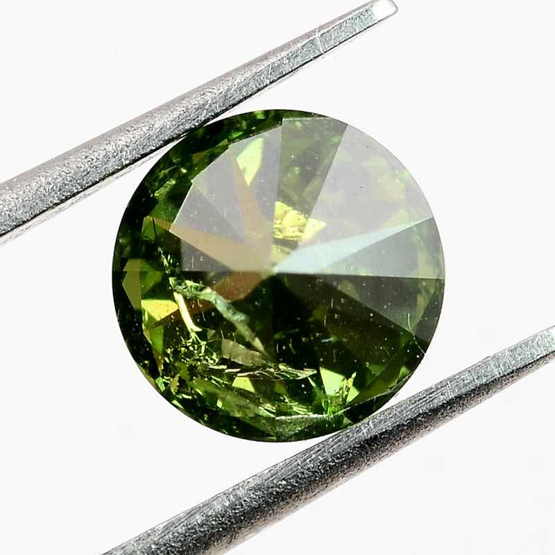 Round Fancy Vivid Green Color Diamond 0.36 Carat - ALGT Certified
