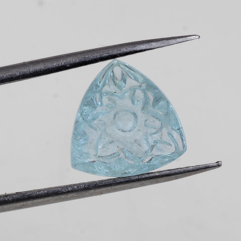 3.80 Carat Blue Color Trillion Aquamarine Gemstone