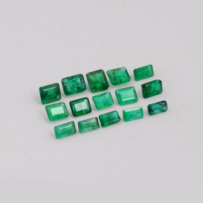 15 pcs Emerald  - 6.18 ct - Octagon - Green