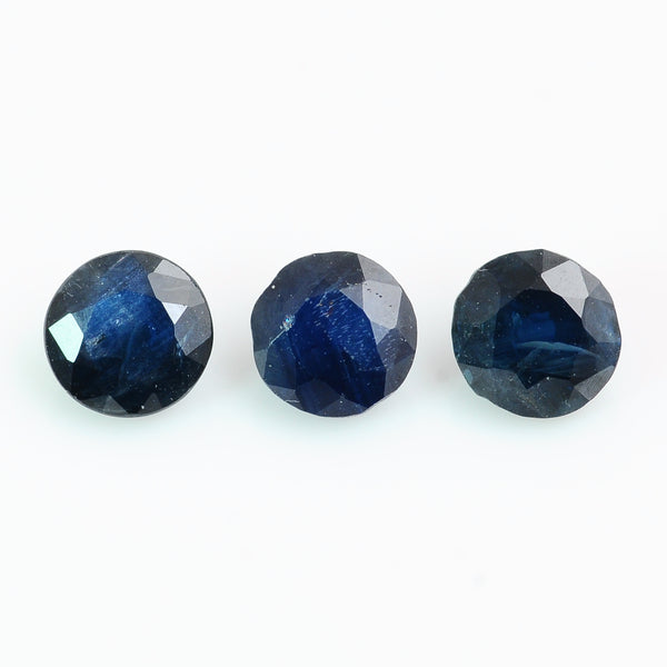 3 pcs Sapphire  - 2.34 ct - ROUND - Blue