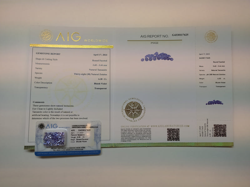 6.3 Carat Faceted Round Bluish Violet  Tanzanite AIG Certified