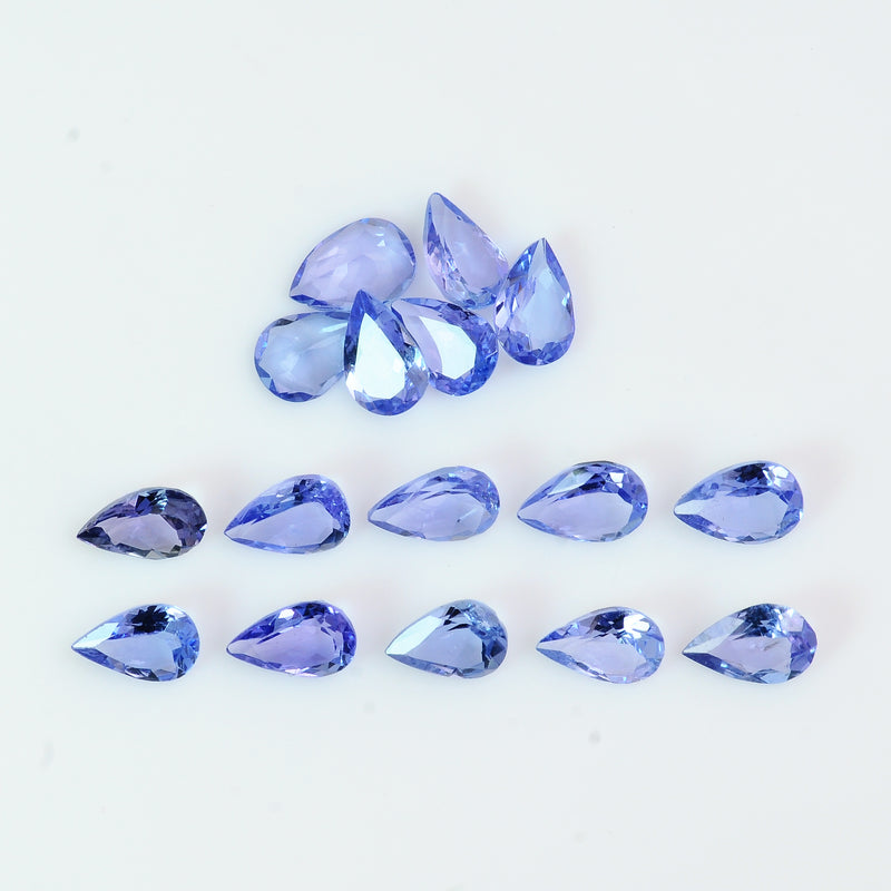 16 pcs Tanzanite  - 5.64 ct - Pear - Blue - Transparent