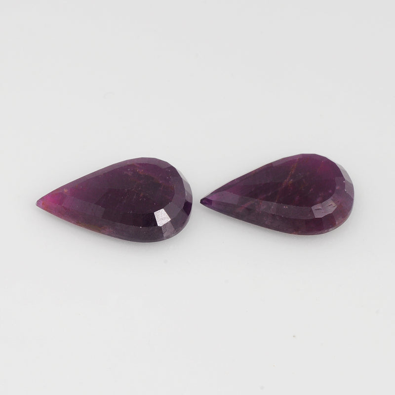 2 pcs Ruby  - 18.34 ct - Pear - Red