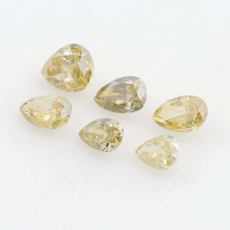 6 pcs DIAMOND  - 0.89 ct - Pear - Natural Fancy Mix Yellow - I