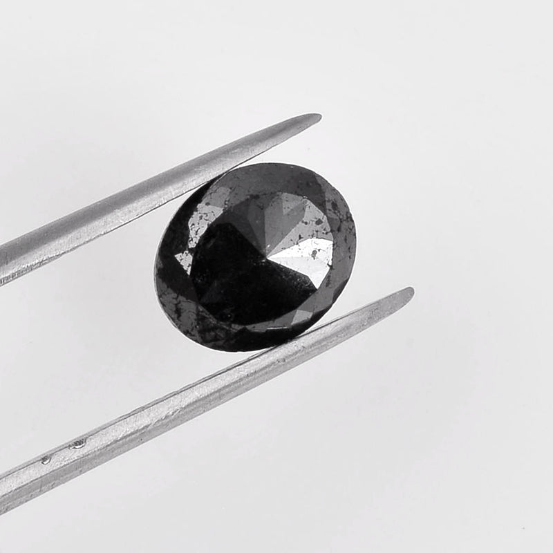2.85 Carat Rose Cut Oval Fancy Black Diamond-AIG Certified