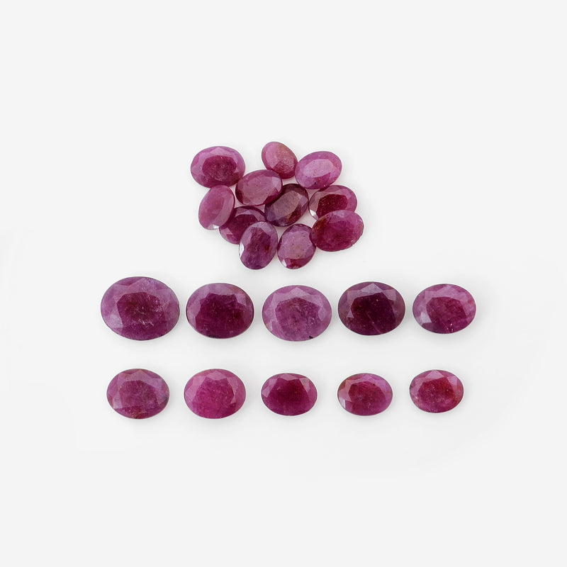 21 pcs Ruby  - 37.49 ct - Oval - Red