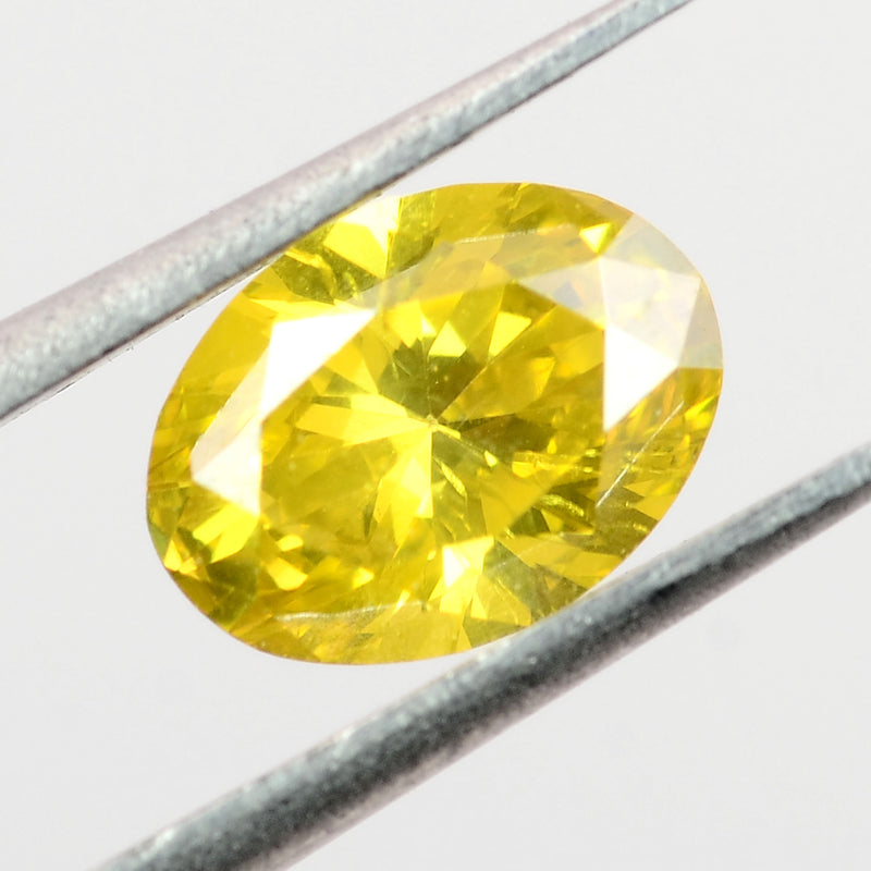 Oval Fancy Vivid Yellow Color Diamond 0.33 Carat - ALGT Certified