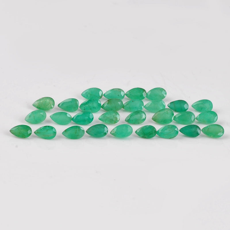 7.05 Carat Green Color Oval+Pear Emerald Gemstone