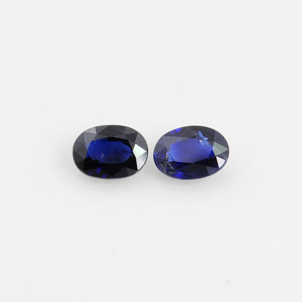 2 pcs Sapphire  - 1.9 ct - Oval - Blue