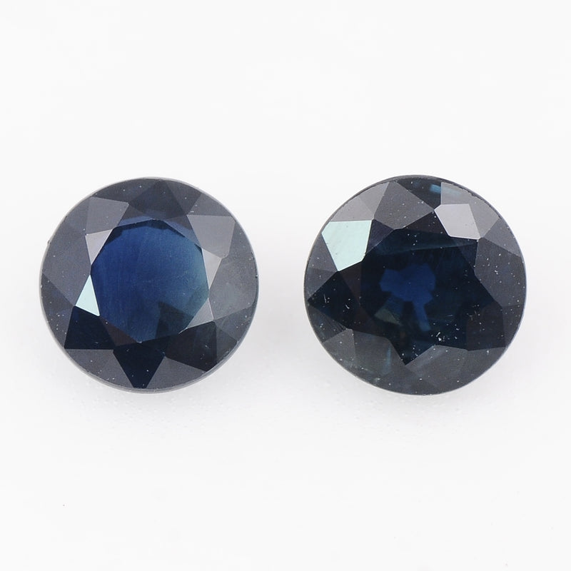 2 pcs Sapphire  - 1.66 ct - ROUND - Blue