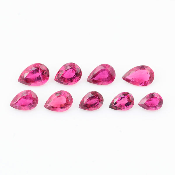 9 pcs Rubellite  - 5.96 ct - Pear - Pink