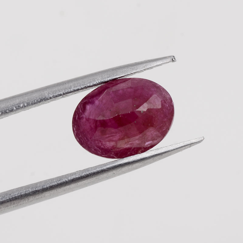 1 pcs Ruby  - 1.45 ct - Oval - Red