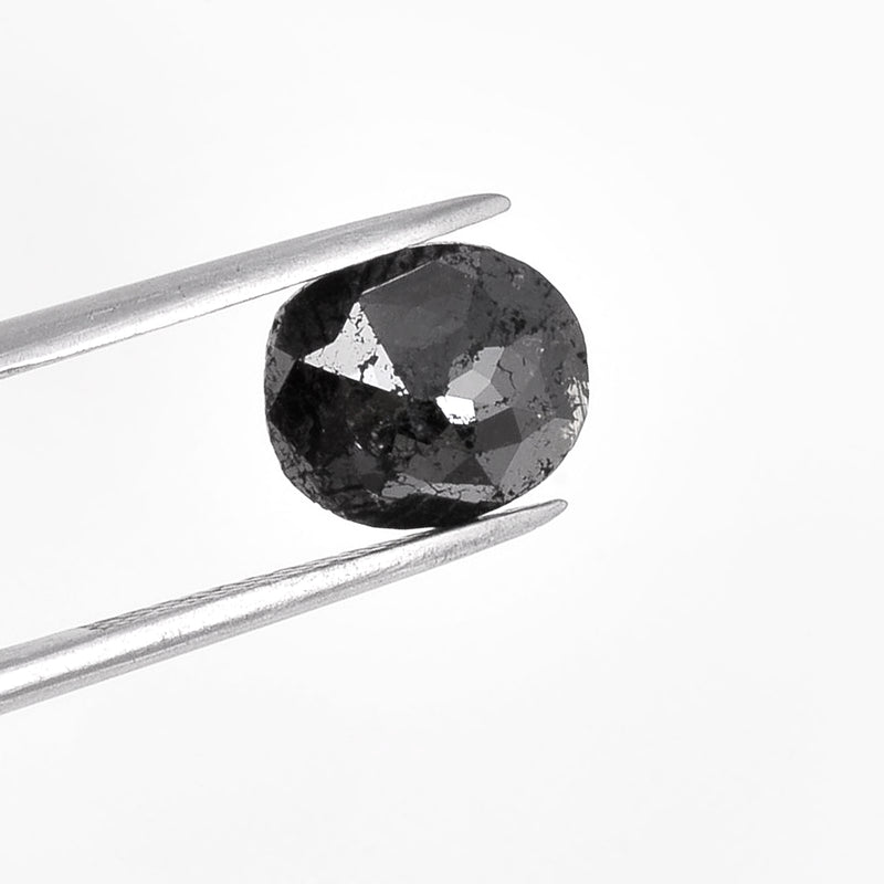 1.76 Carat Rose Cut Cushion Fancy Black Diamond-AIG Certified