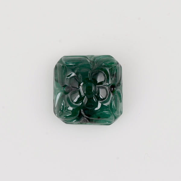 1 pcs Emerald  - 12.53 ct - Carving - Green - Transparent
