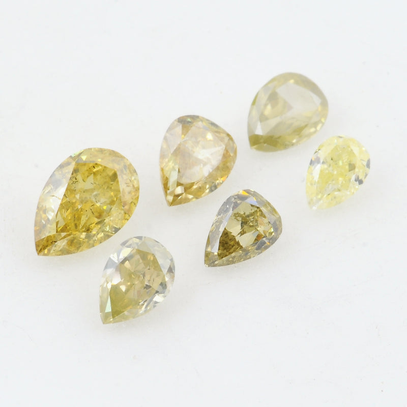 6 pcs Diamond  - 0.94 ct - Pear - Yellow - SI - I