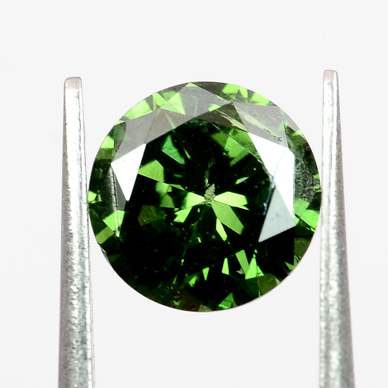 Round Fancy Vivid Green Color Diamond 0.49 Carat - ALGT Certified