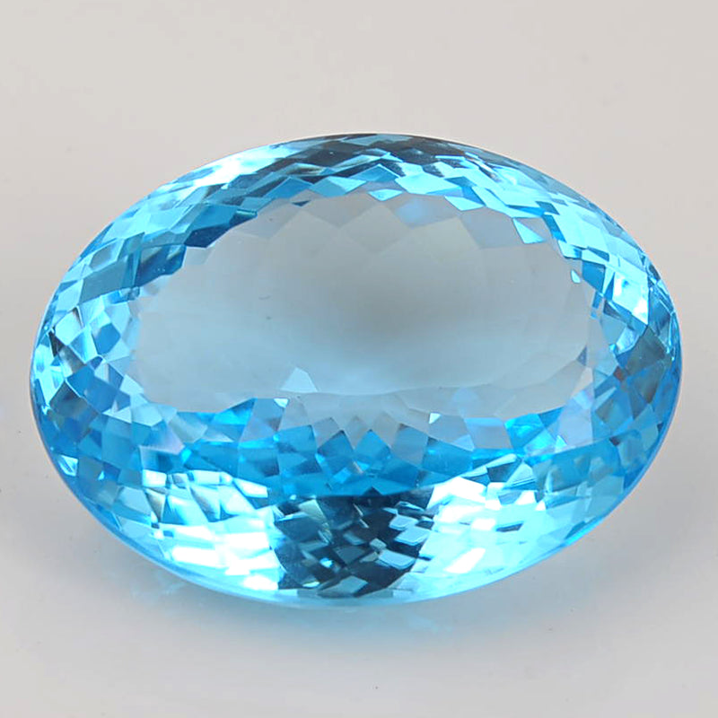 54.7 Carat Blue Color Oval Swiss Blue Topaz Gemstone